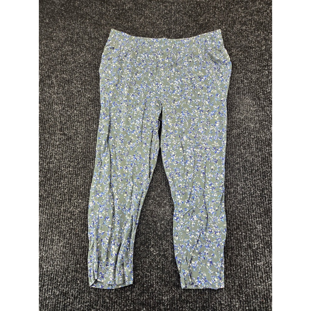 Jessica Simpson Womens Floral Pajama Pants Sage Green Viscose Lounge Jogger‎ M